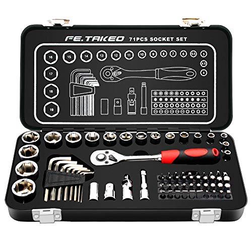 【工具】ソケットレンチセット 72点組 精密工具セット DIY 工具セット 差込角 6.35mm(1/4インチ) ラチェットレンチ